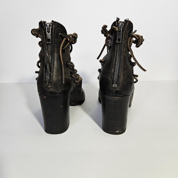 Baske California Brown Leather Fury Open Toe Booties - Picture 7 of 12